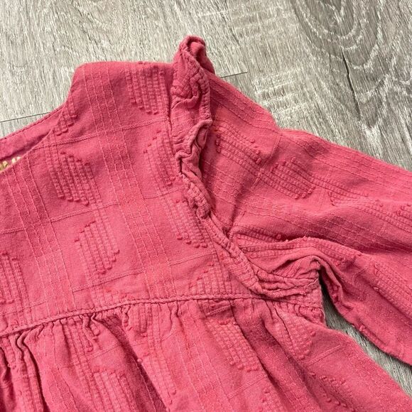 Genuine Kids From OshKosh Toddler Girl’s Pink Long Sleeve Ruffle Keyhole Top 5T - Picture 4 of 12